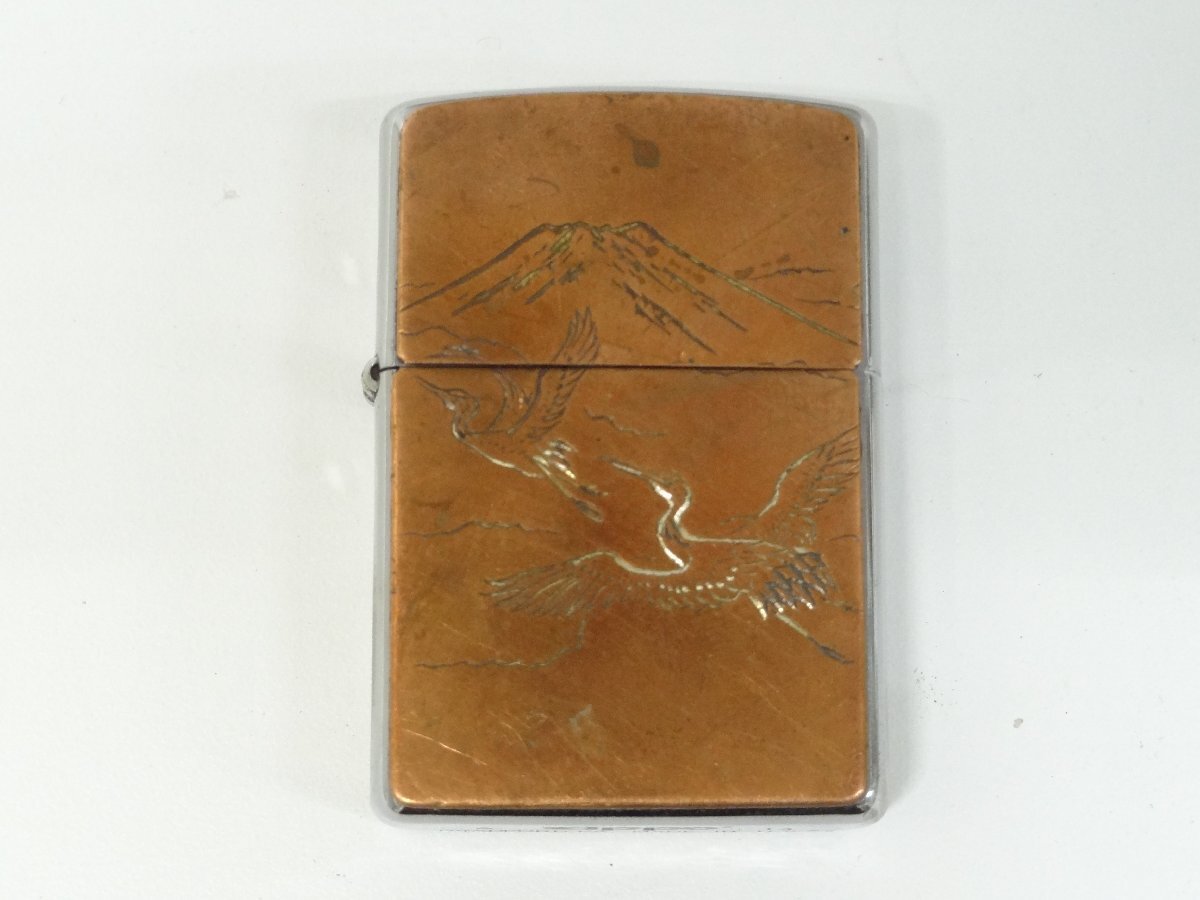 ユ■/Zこ0720　Zippo ジッポ 富士山・鶴 メタル貼り //着火未確認 ジャンク 保証無