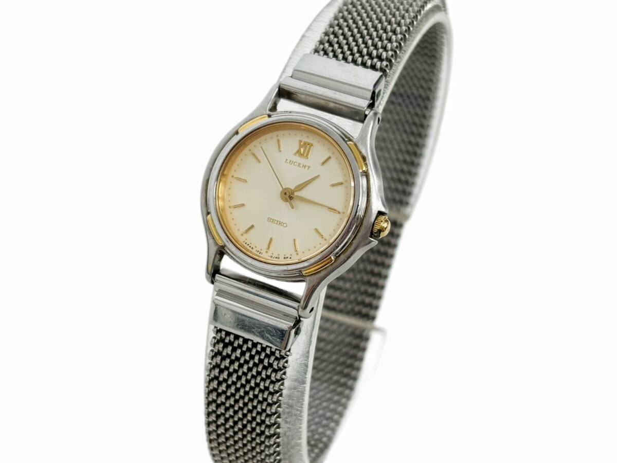 SEIKO セイコー LUCENT ルーセント 1F21-0F70 クォーツ レディース 腕時計 アイボリー文字盤 コンビカラー 伸縮ベルト