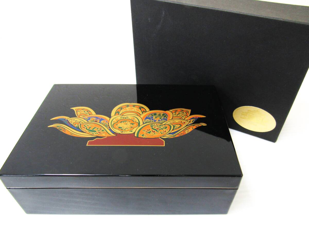 美品 奈良国立博物館 正倉院展 漆金薄絵盤 蒔絵 漆器 ジュエリーボックス 宝石箱 鏡・別珍付 黒漆 会津塗 伝統工芸 ミュージアムグッズ