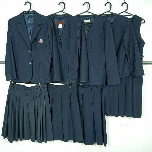 ブレザー イートン スカート ジャンパースカート 無地 紺 1円 中古 制服 学生服 セット 詰合わせ 39CS-506 DF