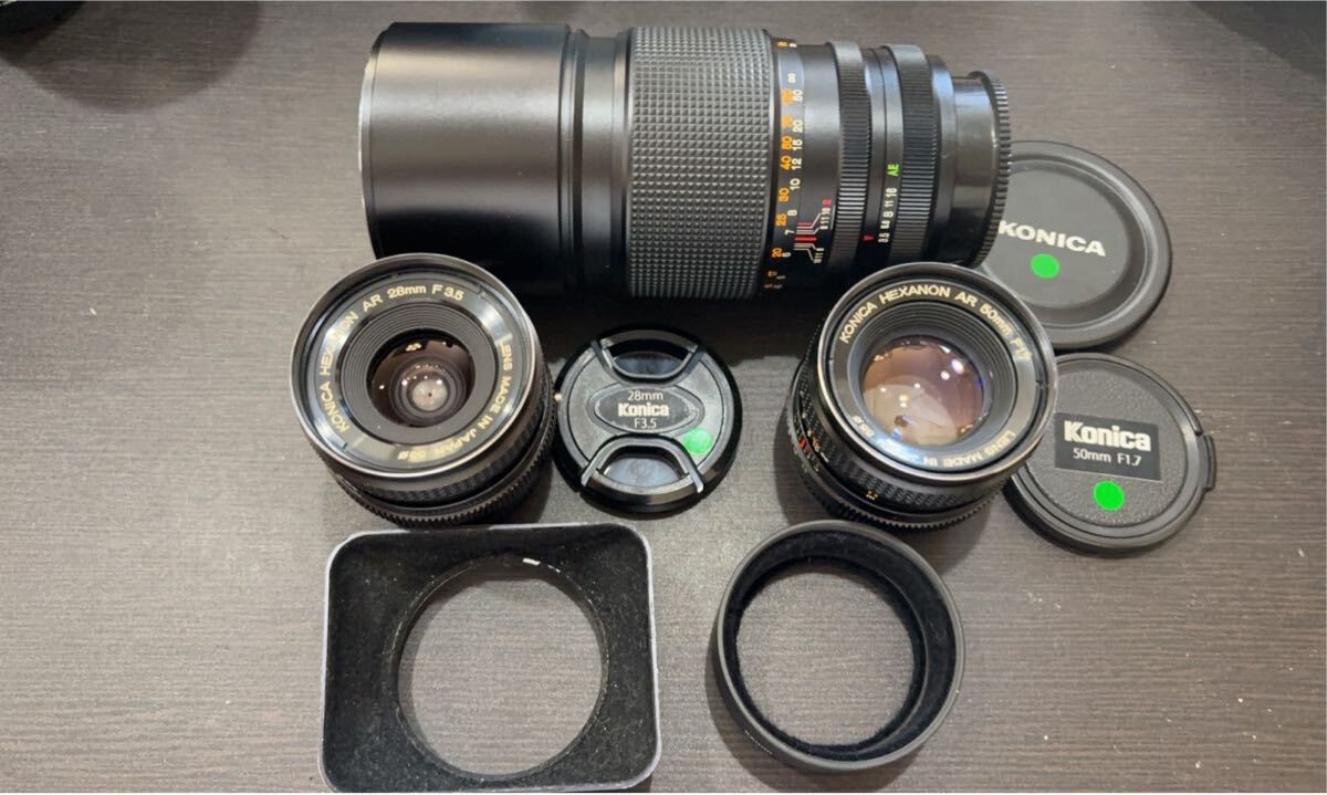 防湿庫保管品コニカHEXANON AR200ミリF3.5／50ミリF1.7／28ミリF3.5おまとめ3点画像確認