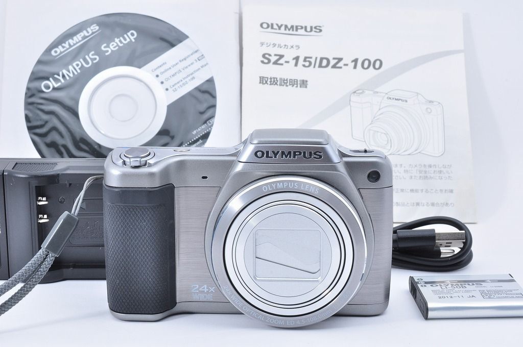 OLYMPUS STYLUS SZ-15 シルバー コンデジ 24倍光学ズーム 動作確認済み＃1742