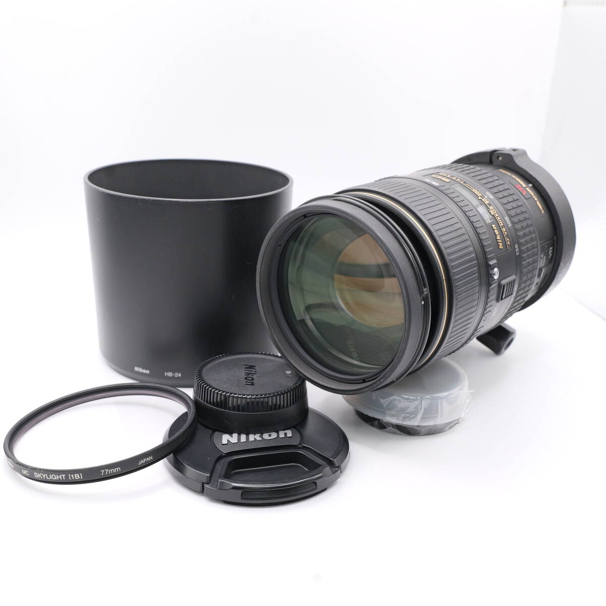 【かめら屋】極上美品 Nikon ニコン AF VR-NIKKOR 80-400mm F4.5-5.6D ED 純正フード 前後キャップ付属 動作確認済　EＹ295