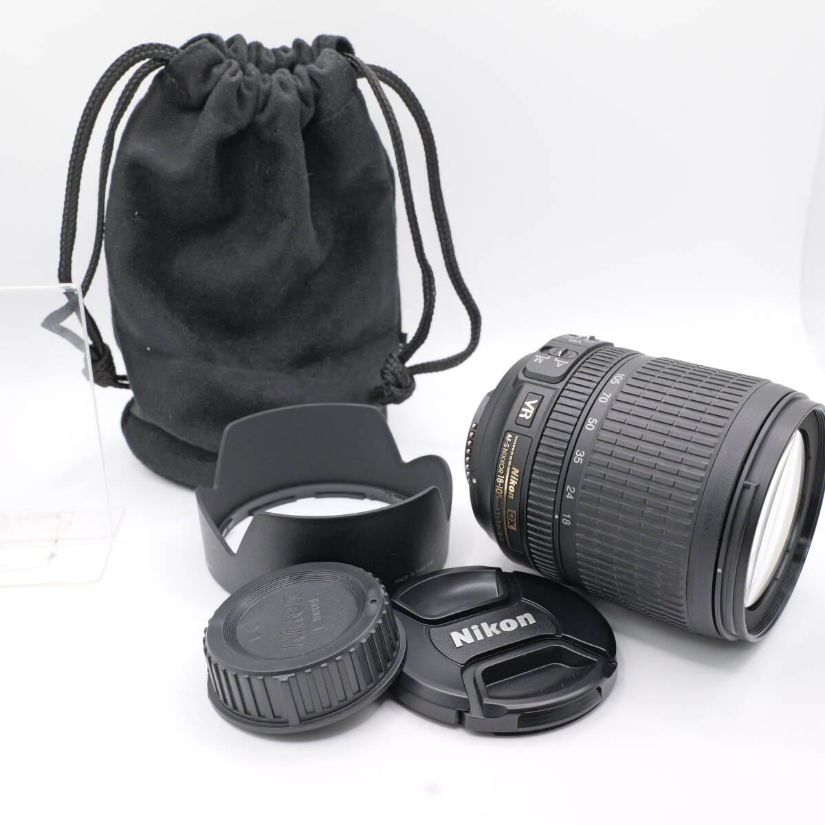 【かめら屋】極上美品 Nikon ニコン AF-S DX NIKKOR 18-105mm F3.5-5.6G ED VR 標準ズームレンズ 純正フード ケース付き　動作確認済 #Y350