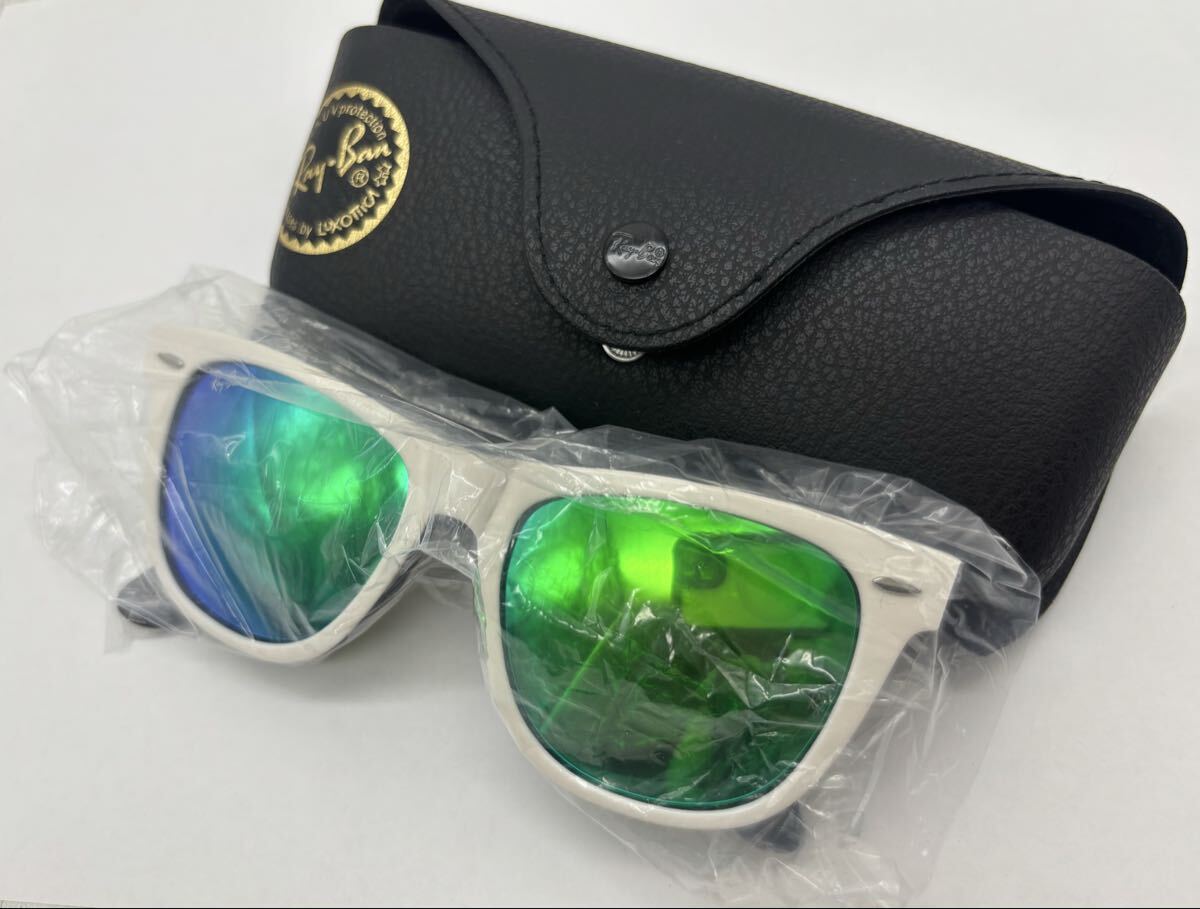【保管品】Ray-Ban レイバン WAYFARER ウェイファーラー サングラス RB2140 956 19 サイズ54 ホワイト ブルー？グリーン系 現状品 DM0717M