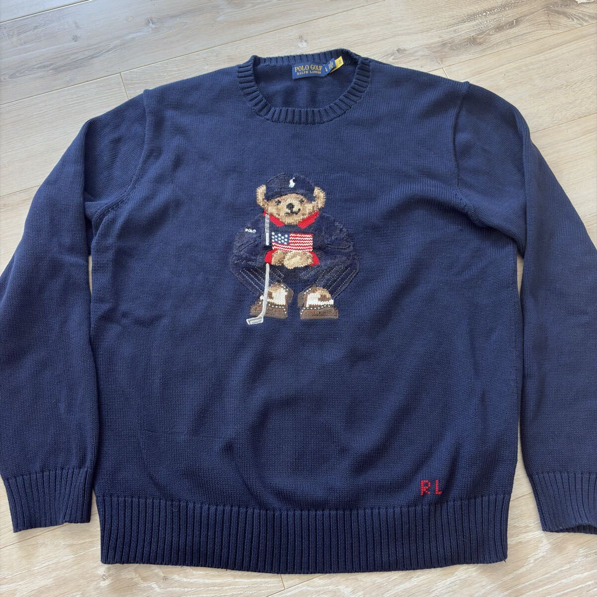 美品　ラルフローレン　ポロベア　ニット　ネイビー　Lサイズ　　