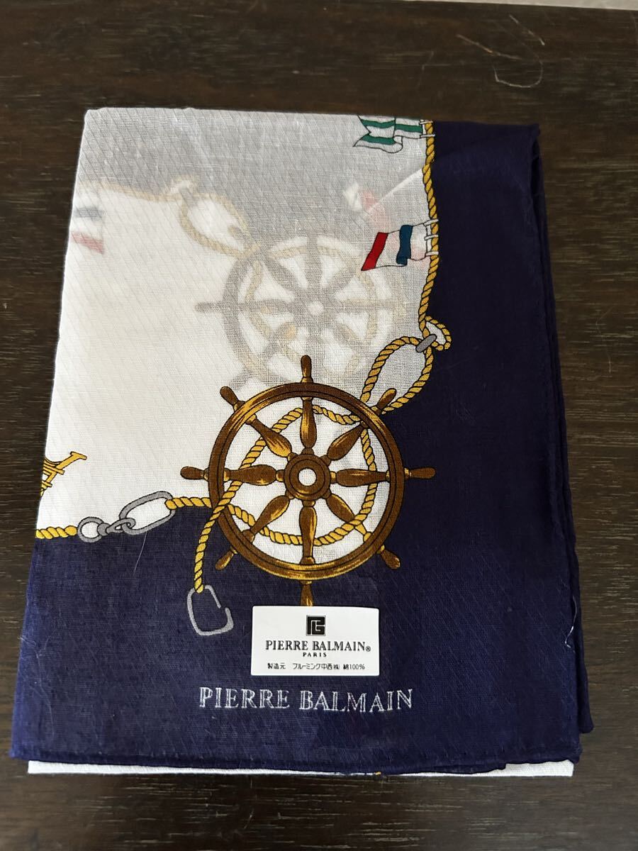 PIERRE BALMAIN ピエールバルマン ハンカチ レトロ 新品 ネイビー 値下げ