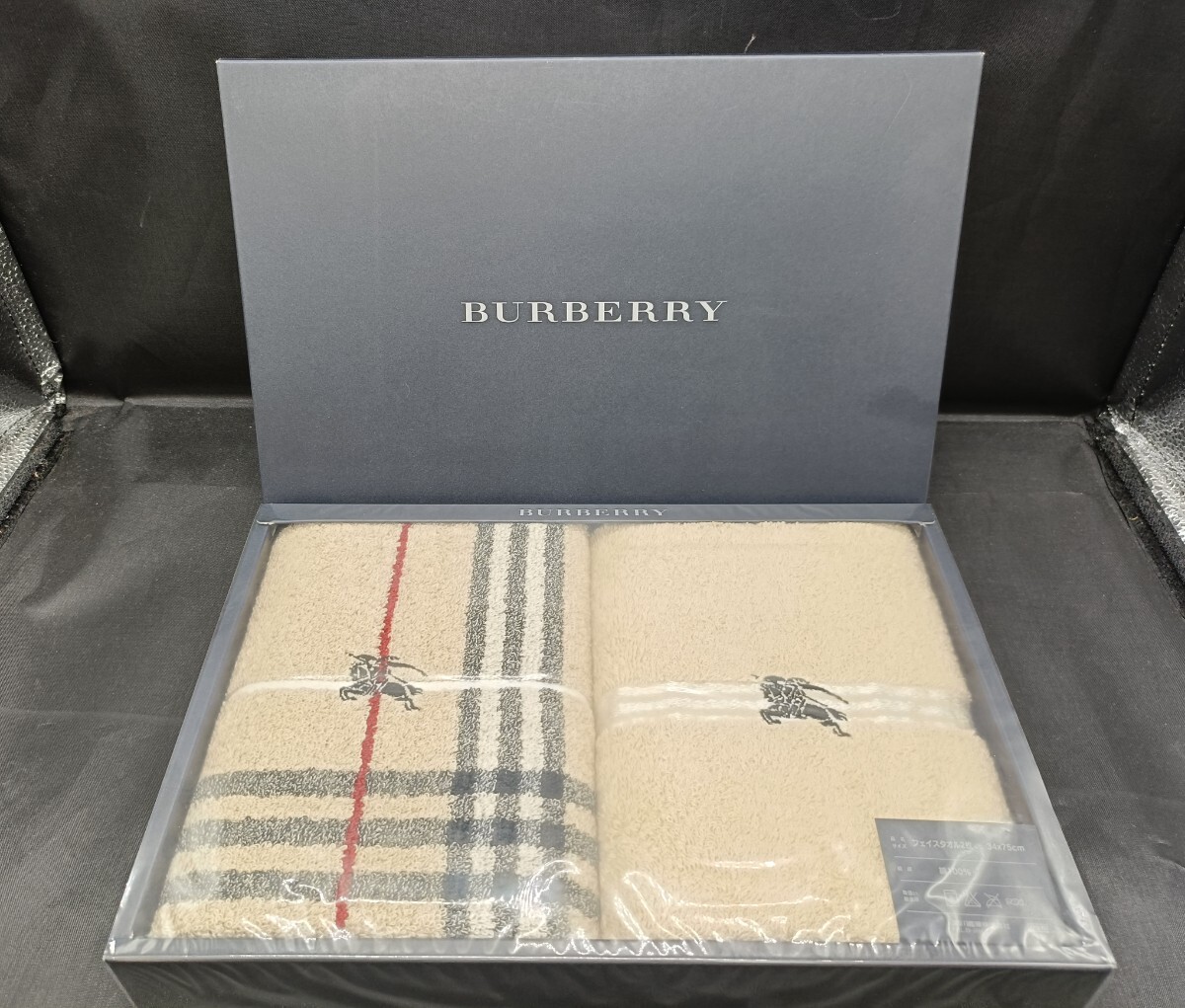BURBERRY バーバリー フェイスタオル 2枚セット チェック柄 タオルセット BB8110 TBF2997102 綿100％ 箱 未使用保管品
