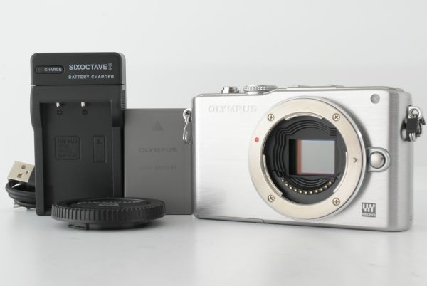 【美品】シャッターカウント 19770回 OLYMPUS PEN Lite E-PL3 Mirrorless Digital Camera Silver Body オリンパス ミラーレス EF-TN-JP2566