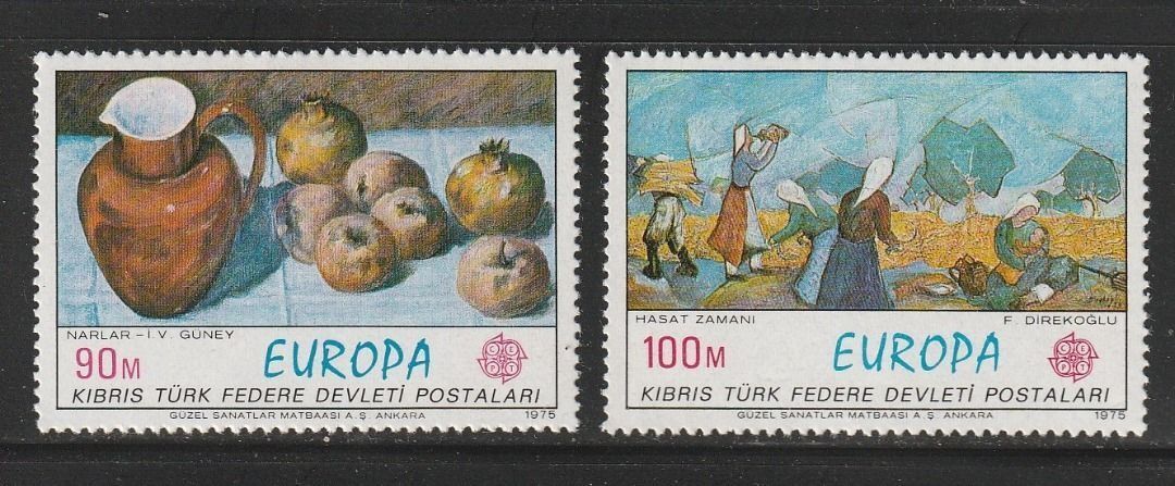 （トルコ領北キプロス）1975年ヨーロッパ切手2種完、スコット評価5ドル