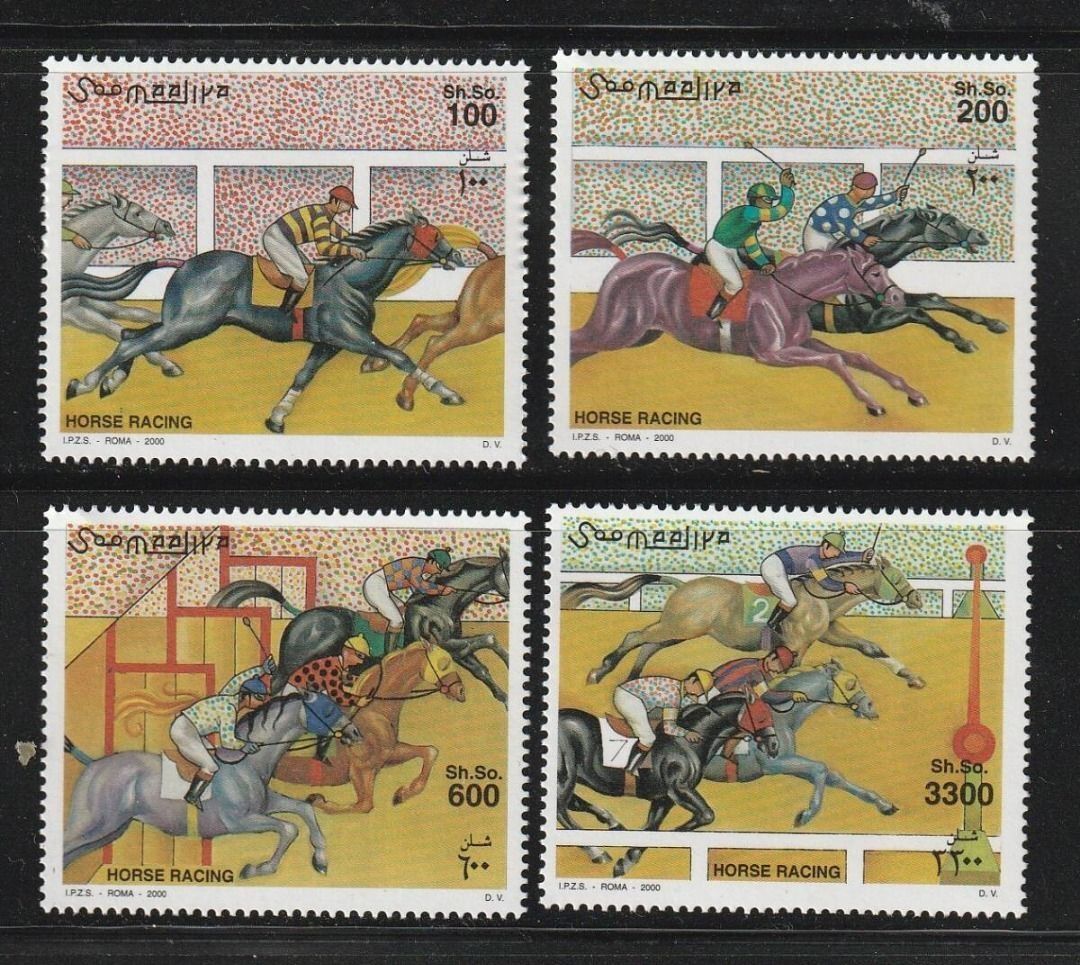 （ソマリア）2000年競馬4種完、YVert & Tellier (France)カタログ評価20ユーロ