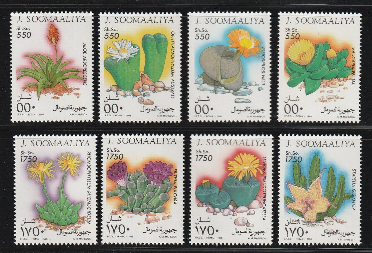 （ソマリア）1995年花8種完、YVert & Tellier評価25ユーロ
