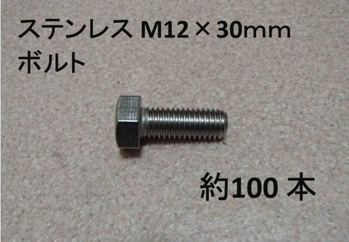 T30 ステンレス M12×30 100本 304 六角ボルト 未使用 TD 19 レンチ 工事 DIY 架台 建設 建築 工事現場 全ネジ JIS B 1180 自動車 M12 30mm