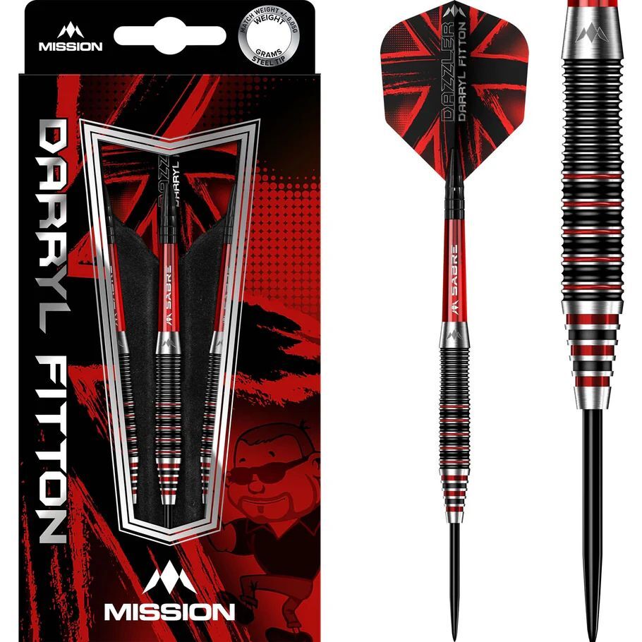 ミッション　ダーツ（Mission Darts）　バレル　ダリル・フィットン スティールチップ 95%タングステン ブラック＆レッド エレクトロ 22g