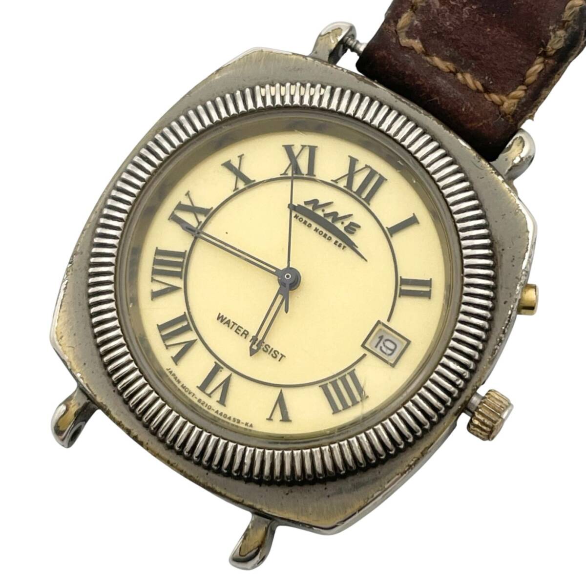 稼働/新品電池 シチズン CITIZEN 腕時計 アナログ N N E NORD NORD EST 6210-A40460 クォーツ QZ アイボリー 3針 デイト【a36】