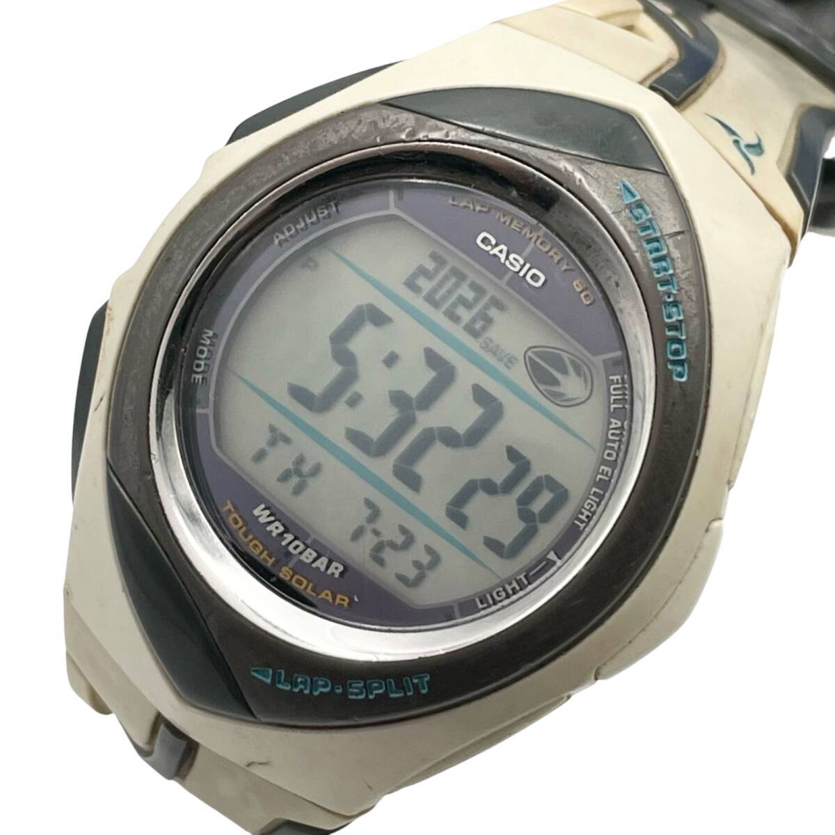 稼働　CASIO　カシオ　腕時計　PHYS　フィズ　ソーラー　デジタル　LAP MEMORY 60 STR-200　ラバーバンド　多機能　Y2K【v2】