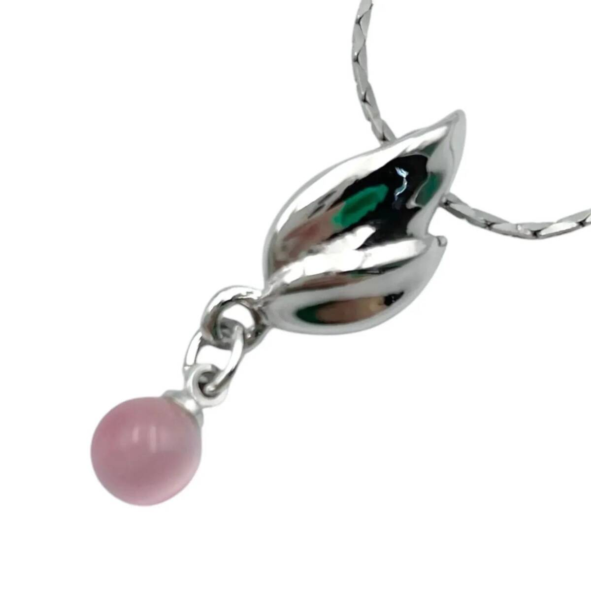 Courreges クレージュ ネックレス ペンダント アクセサリー 葉っぱ リーフ モチーフ 植物 ドロップ スイング ピンク レディース 【an21】