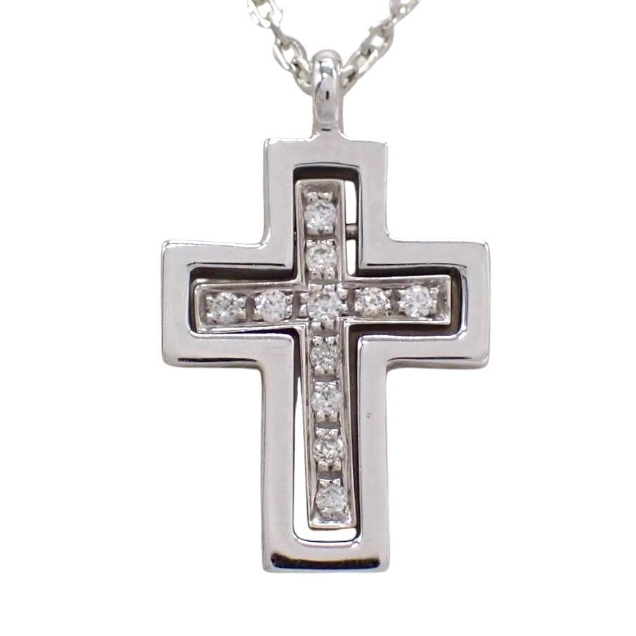 箱 ギャラ Damiani ダミアーニ ベルエポック クロス ダイヤ ダイヤモンド ネックレス 750 K18 WG ホワイトゴールド 20059783 5231