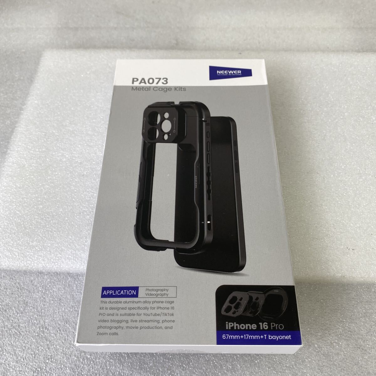 NEEWER PA073 iPhone 16 Pro ビデオリグケージ ブラック 67mmフィルター 17mm Tマウントレンズ対応