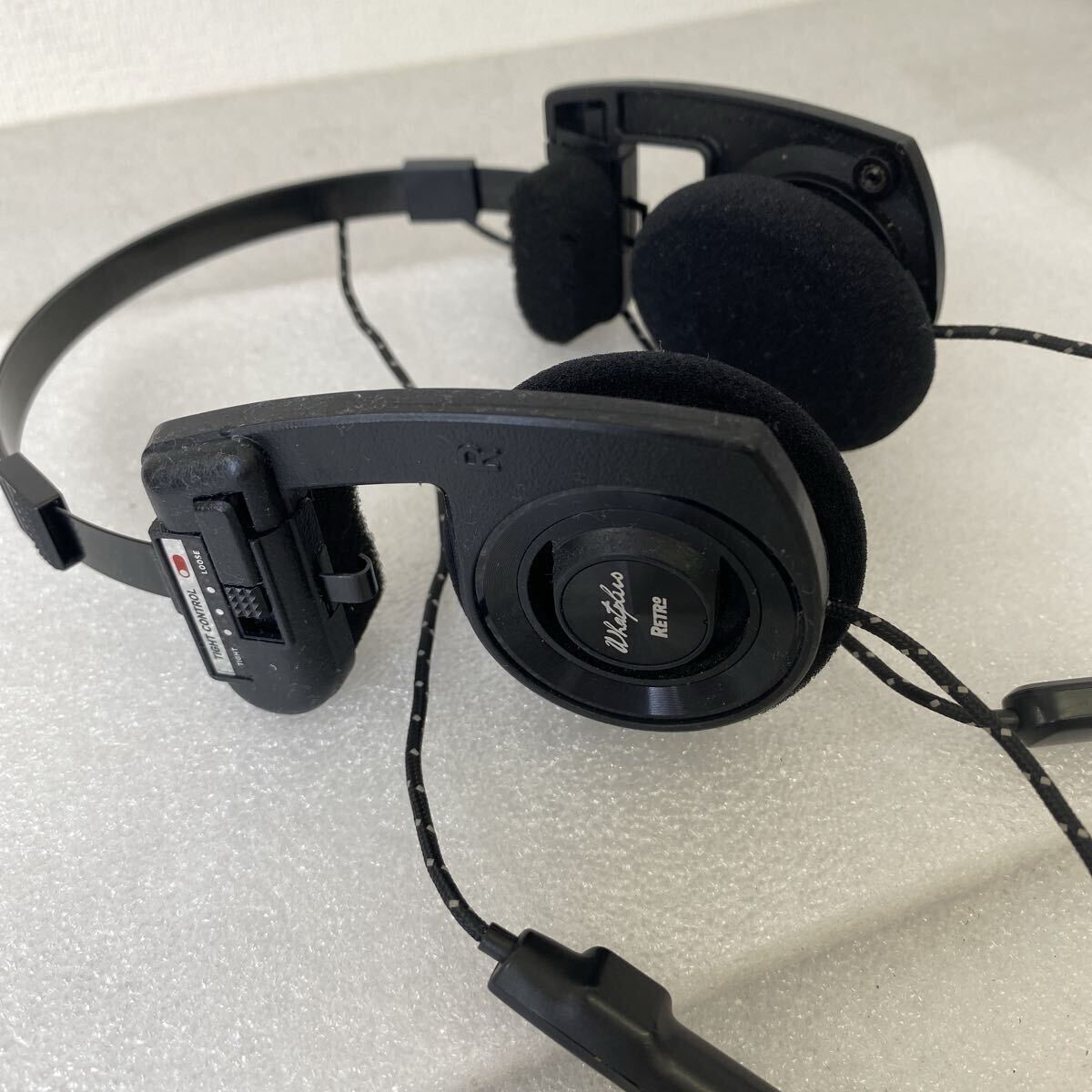 【リセット済み】WhatPlus RETRO ヘッドホン ブラック　編み込みケーブル仕様 ワイヤレスヘッドホン Bluetooth レトロ