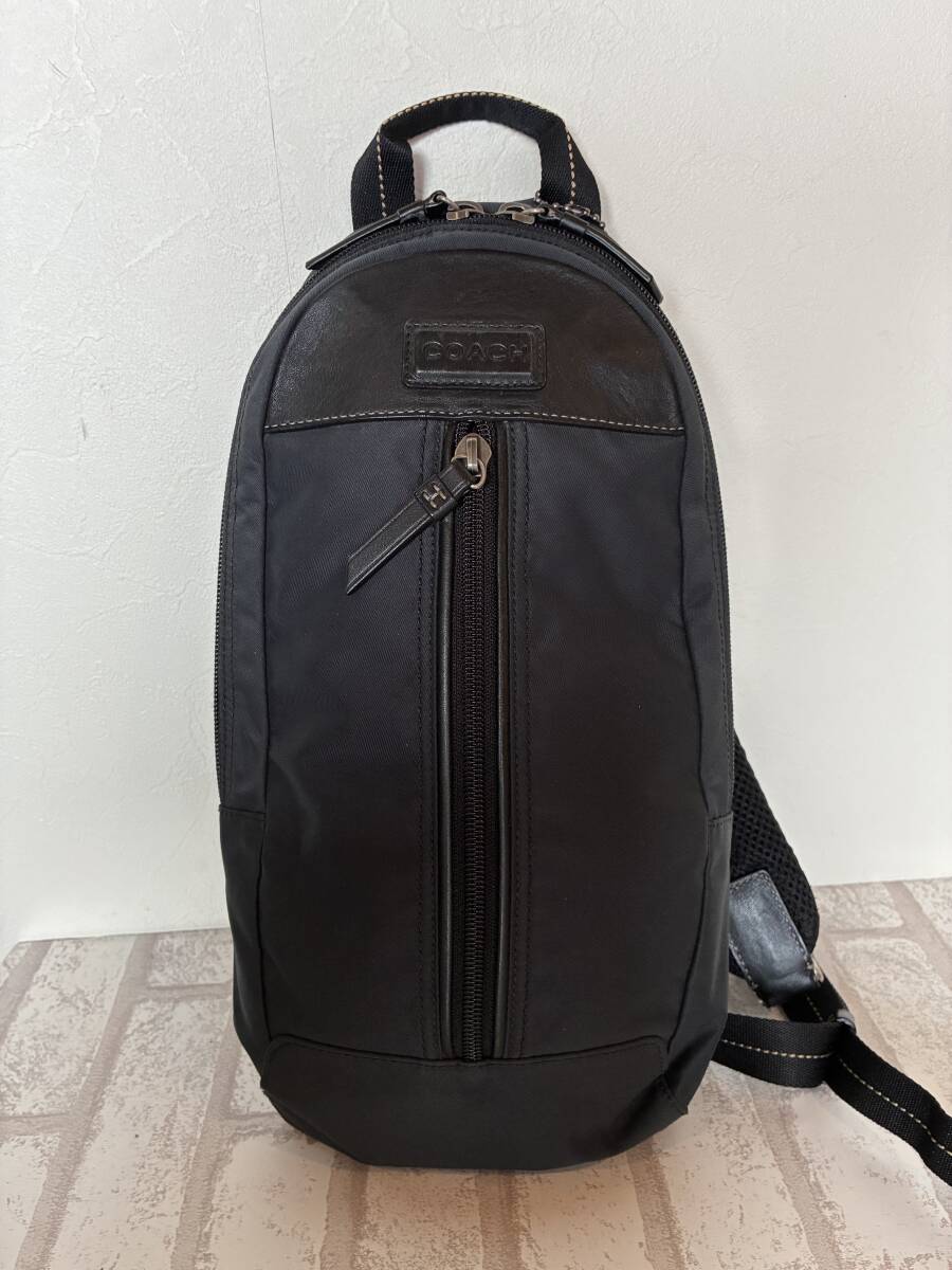 ★COACH コーチ ボディバッグ スリングショルダーバッグ 斜め掛け ナイロン ブラック★