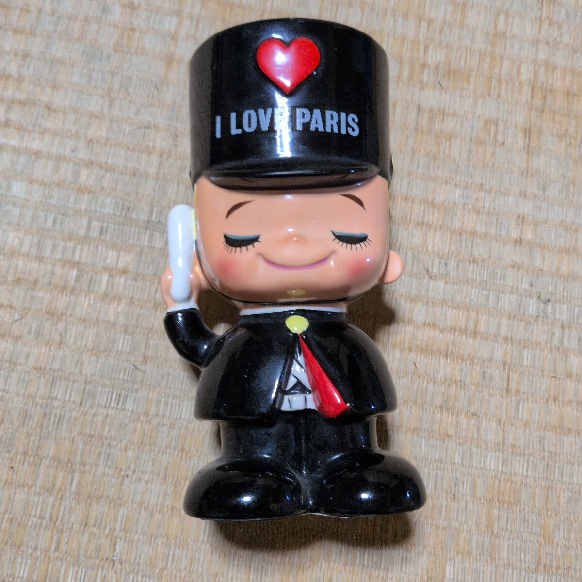 内藤ルネ I LOVE PARIS 陶器製 貯金箱　欠品有り