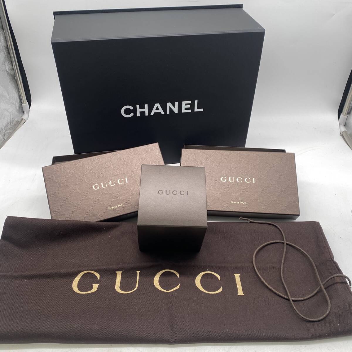 CHANEL GUCCI シャネル グッチ 箱 保存袋 時計箱 5点まとめ O-50