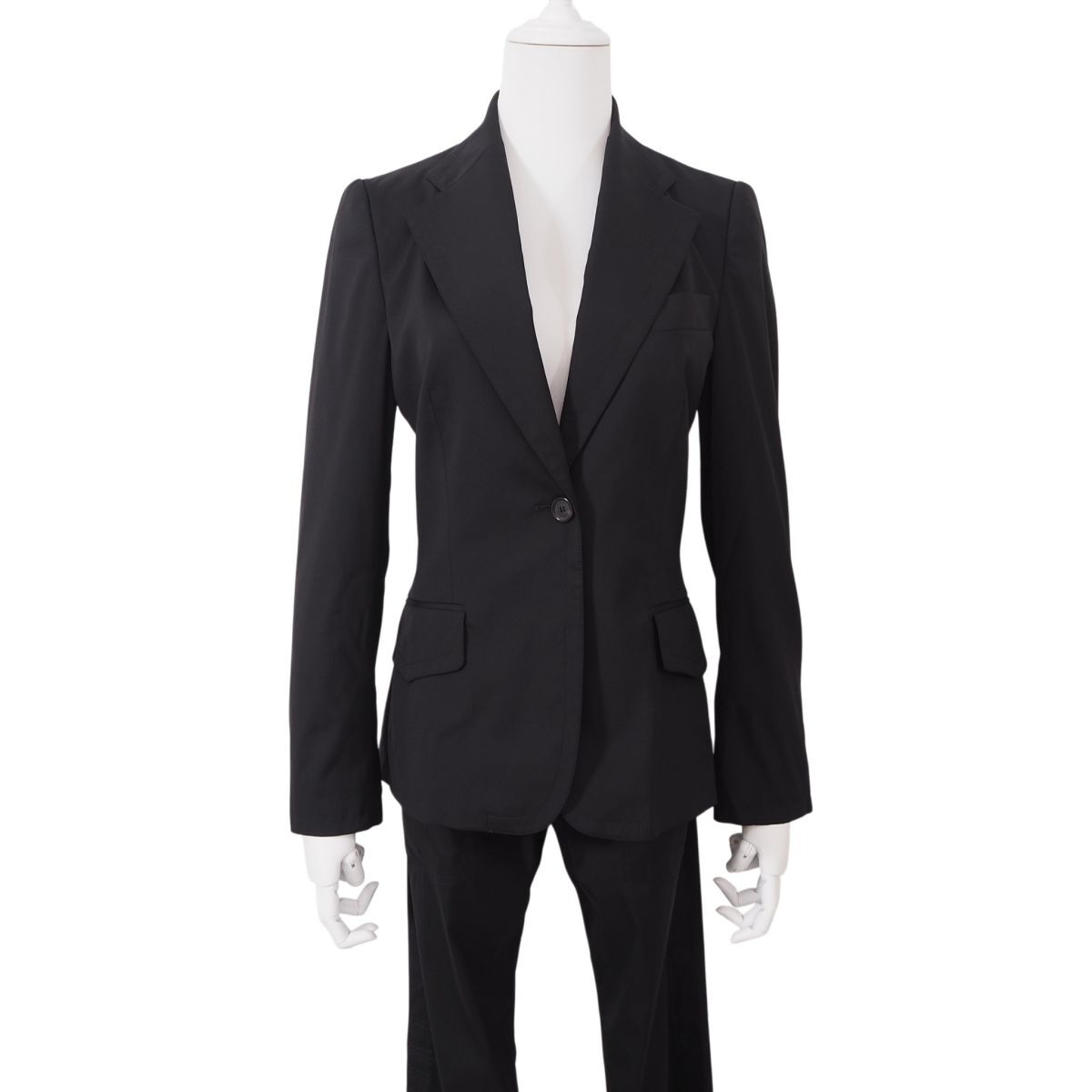 6-DF051 美品 グッチ GUCCI by Tom Ford Suit Setup トムフォード期 ストレッチ スーツ ジャケット パンツ ブラック 38 レディース