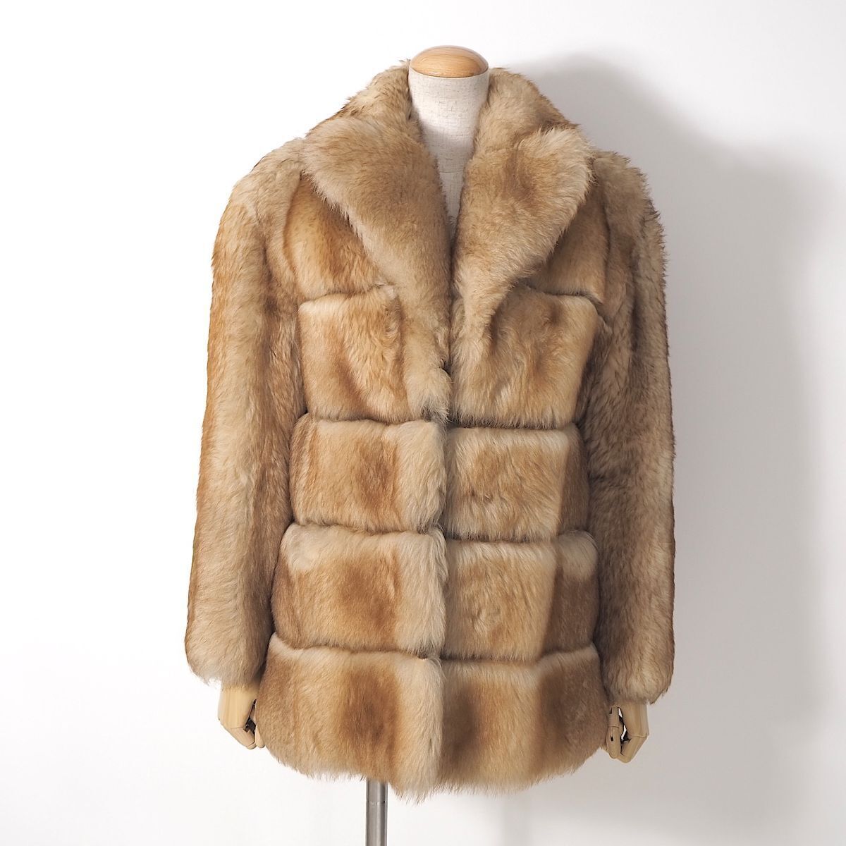6-ZCF401 イヴサンローラン YVES SAINT LAURENT Vintage Faux Fur Jacket エコファー ハーフコート ライトブラウン 11 レディース