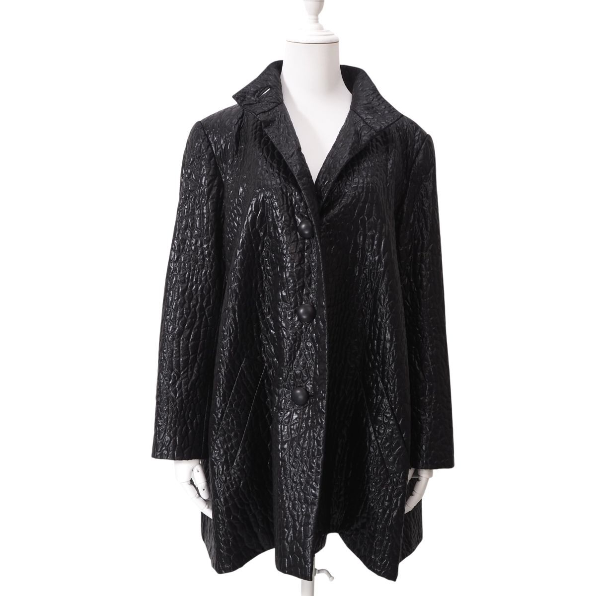 6-DA015 美品 クリスチャンディオール Christian Dior Vintage Coat ヴィンテージ フレアコート ブラック レディース