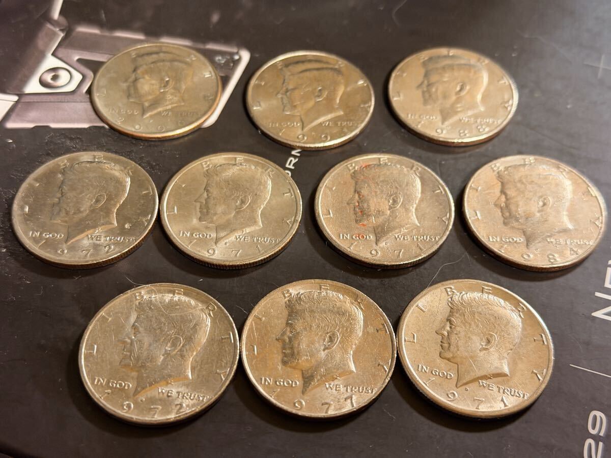 ランダムイヤー 計10枚 本物 アメリカ ケネディ ハーフダラー 50セントコイン 白銅貨 並品 5ドル分