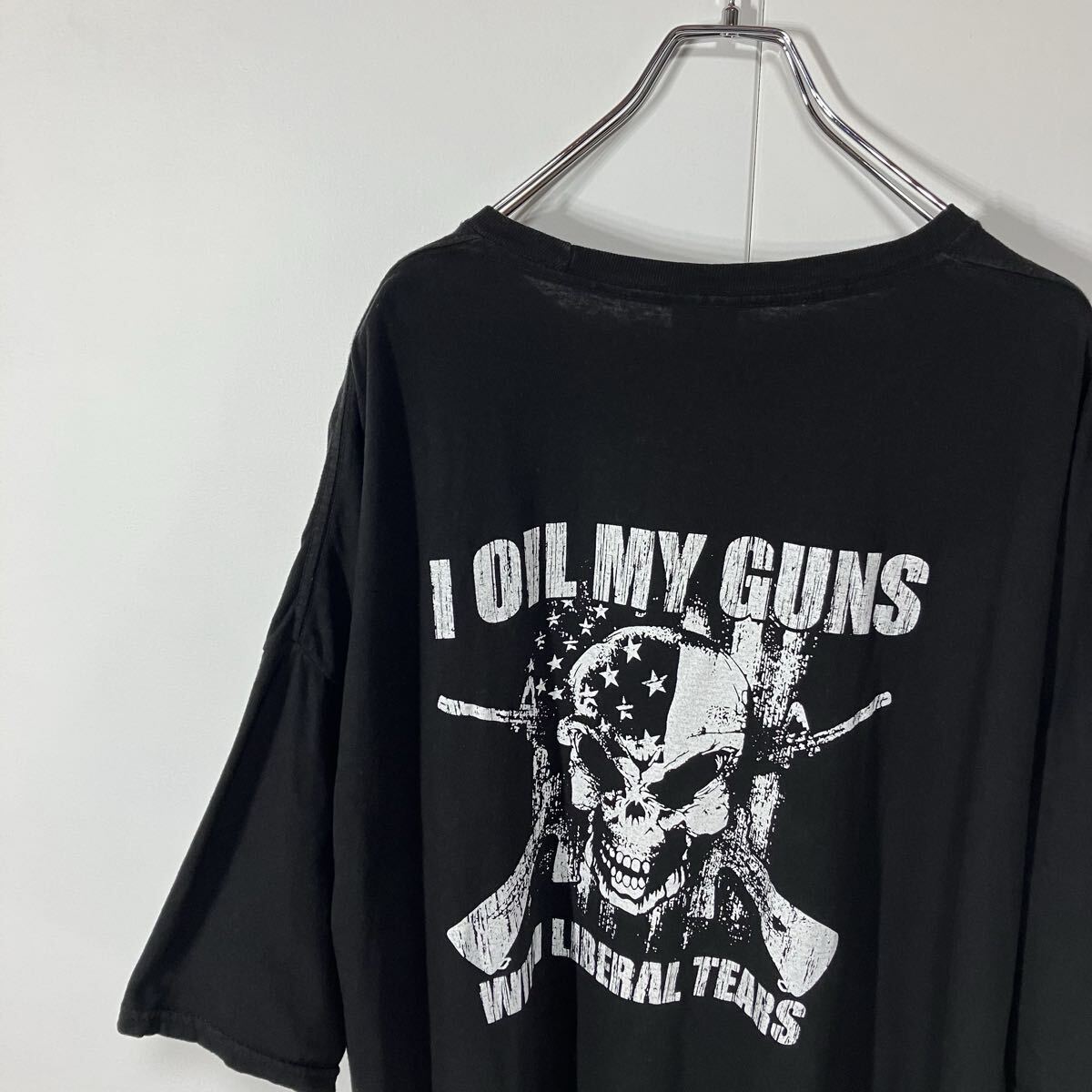 古着 スカル 両面 プリント クルーネック 半袖 Tシャツ 大きいサイズ ブラック 3XL