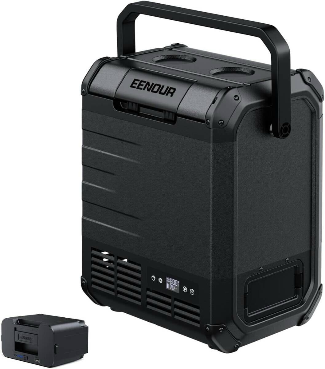新品　EENOUR 車載冷蔵庫 D10 10L -20℃～10℃ バッテリー1個付き 小型 両開きフタ コンプレッサー式 4WAY電源対応 AC100V DC12V/24V　黒