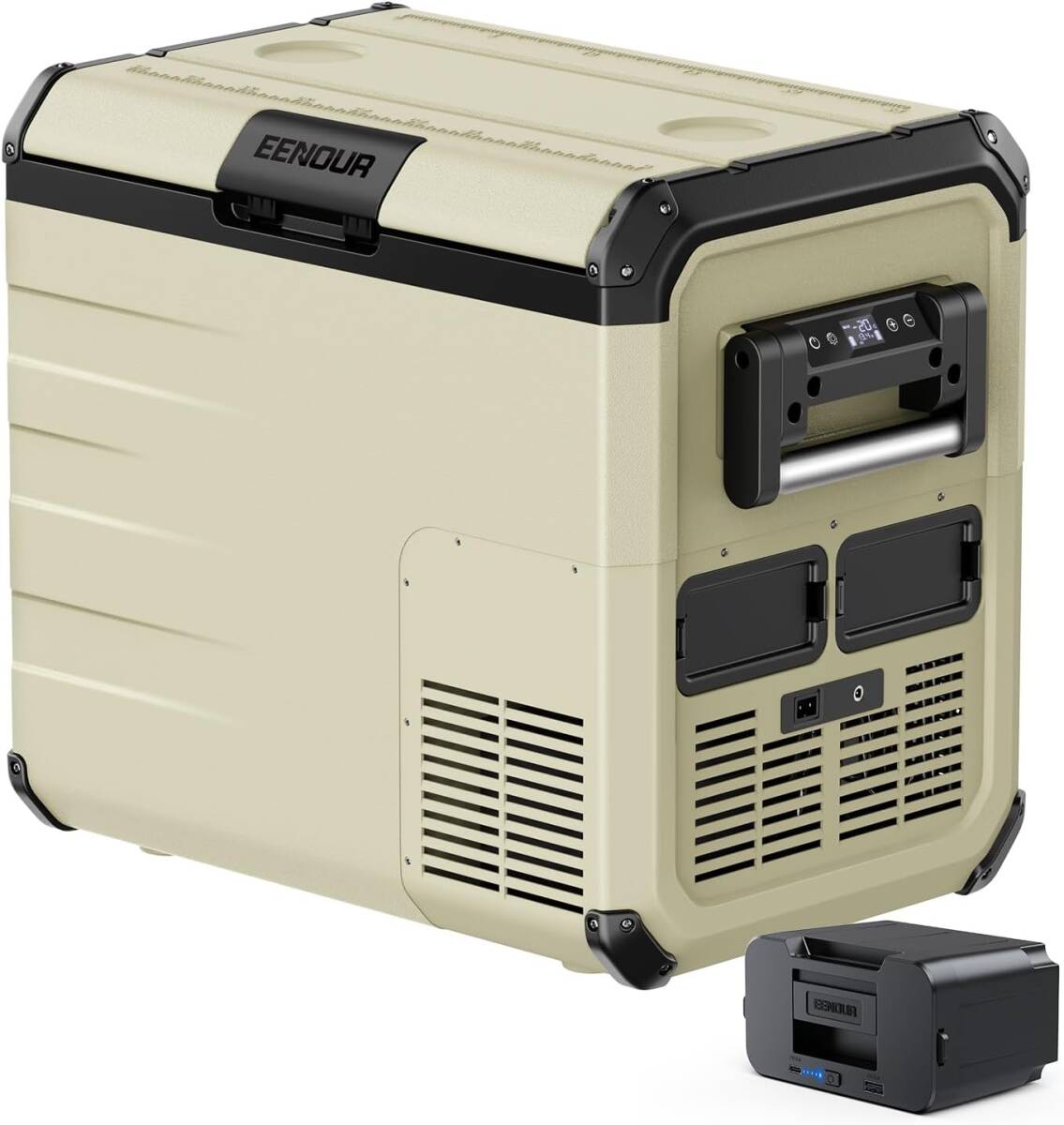EENOUR 車載冷蔵庫 D45 45L -20℃～10℃ バッテリー1個付き 両開きフタ コンプレッサー式 4WAY電源対応 AC100V DC12V/24V 電池