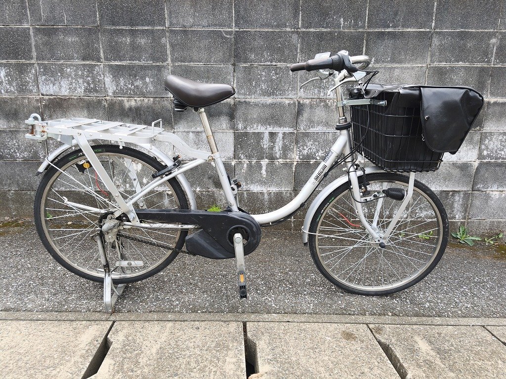 T7 中古電動アシスト自転車 1円売切り！パナソニック パートナーU シルバー 配送エリア内は送料3800円でお届けします