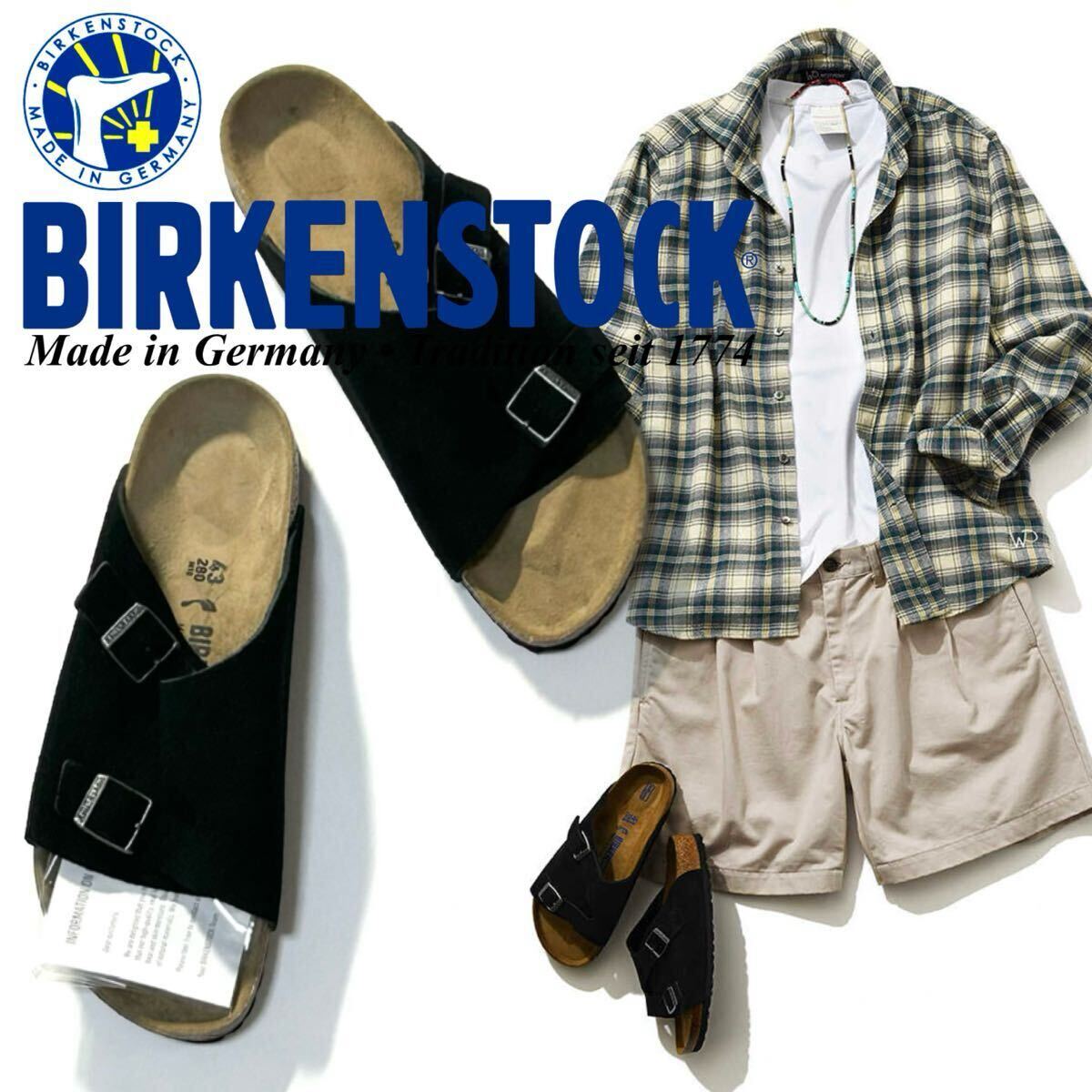 【BIRKENSTOCK】Safari掲載◎!!ビルケンシュトック 試着のみ未使用 定価2.1万 Zrich チューリッヒ スエードサンダル スウェード 43 27.5cm