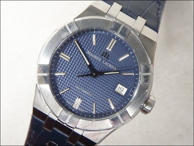 MAURICE LACROIX/モーリス・ラクロア◆アイコン オートマティック 39/AI6007◆メンズ腕時計 自動巻き 裏スケ SS×レザー デイト 元箱付