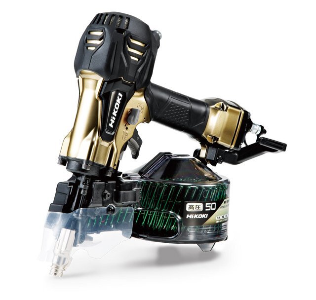 未使用品 HiKOKI ハイコーキ NV50HR2(S) 50mm 高圧ロール釘打機 ケース付き ハイゴールド エア釘打ち機 電動工具 ②