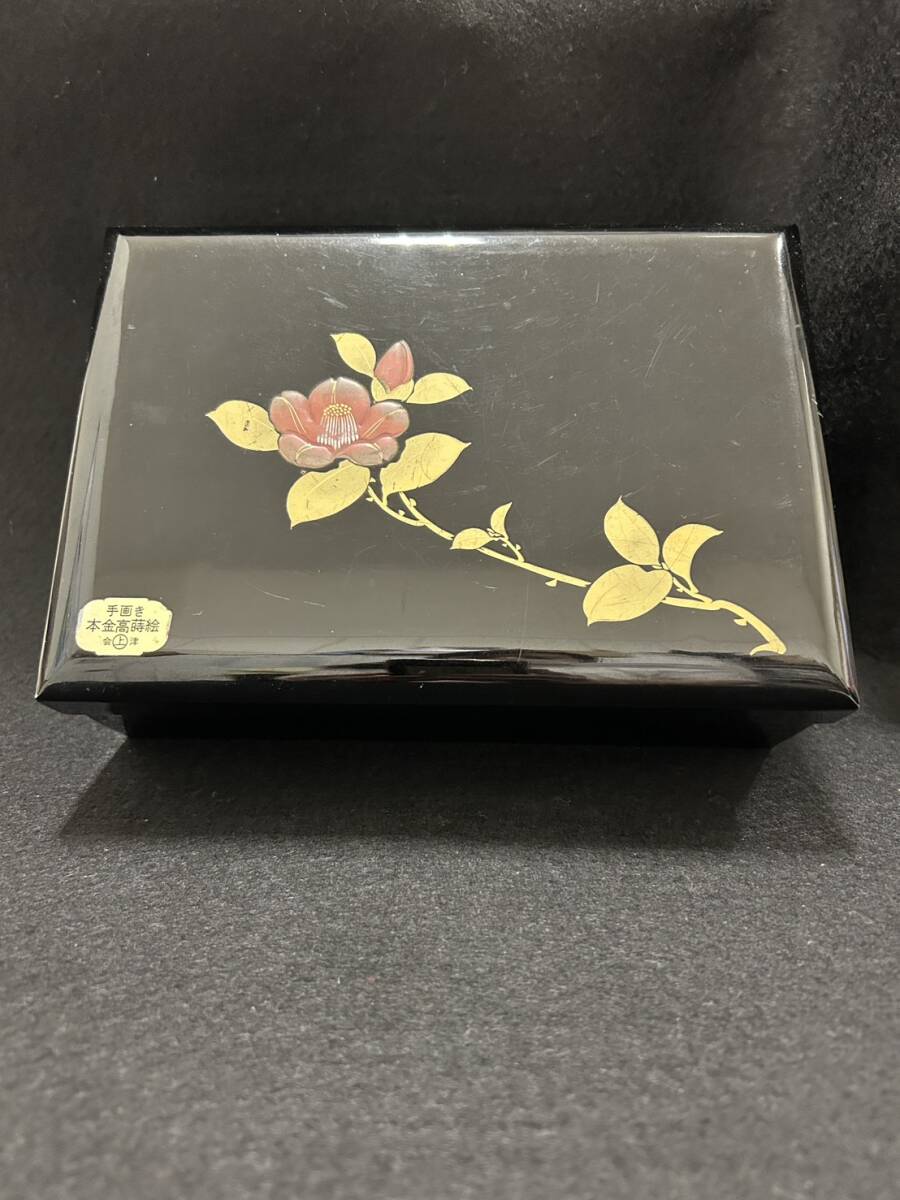 ★☆木製　会津塗　本金　高蒔絵　山茶花　サザンカ　収納ケース　ジュエリーケース　ケース　コレクション　インテリア　#18193☆★
