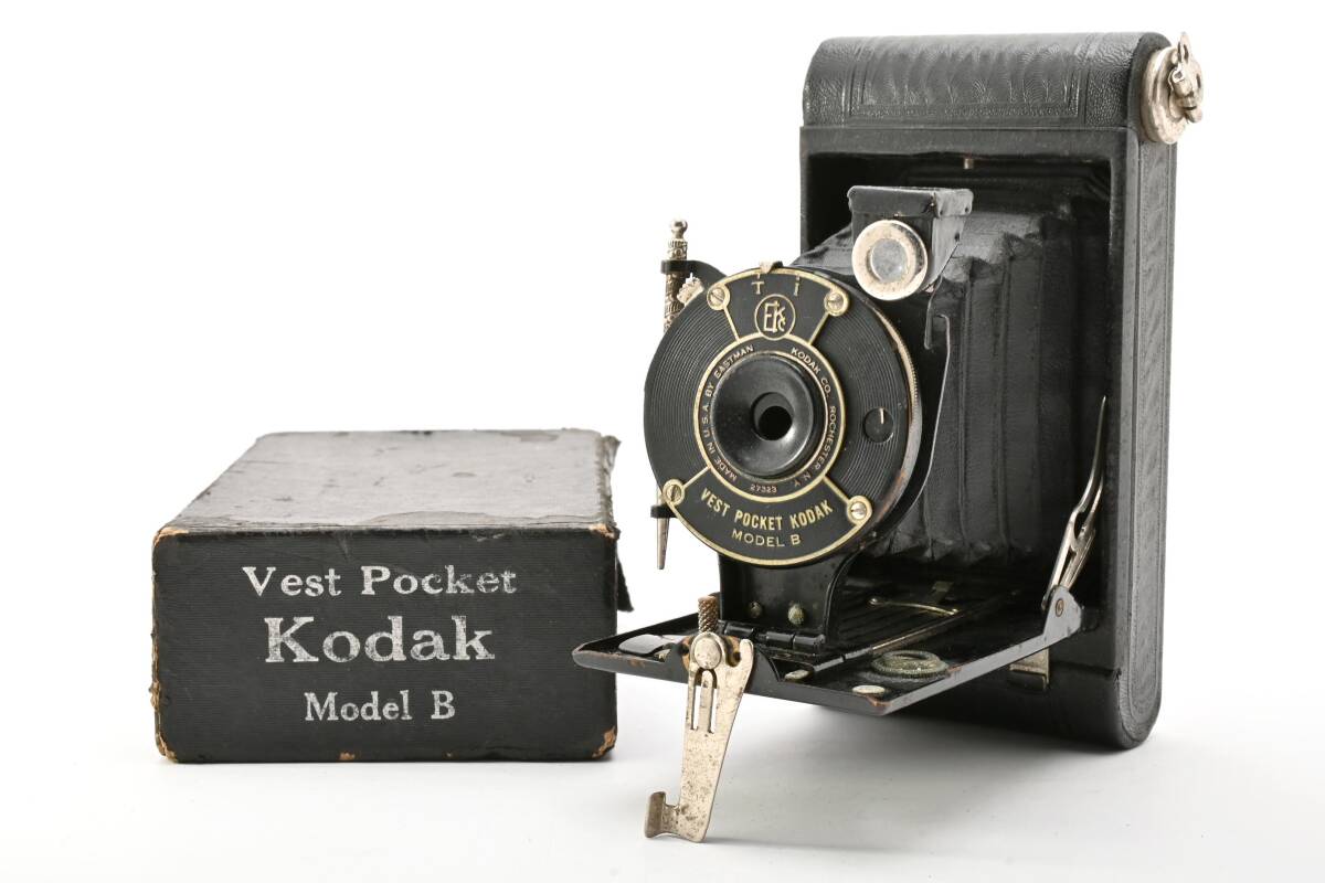 #5466 【希少・元箱付】 Kodak Vest Pocket Model B コダック ベストポケット 蛇腹 アンティークカメラ ★オブジェ・現状品★