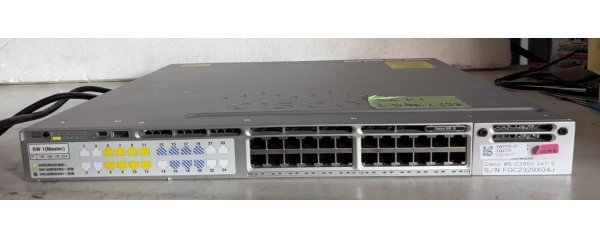 Cisco Catalyst 3850-24T-S WS-C3850-24T-S 24ポート全てリンクアップ確認 双電源 現状品 /T260710-0001
