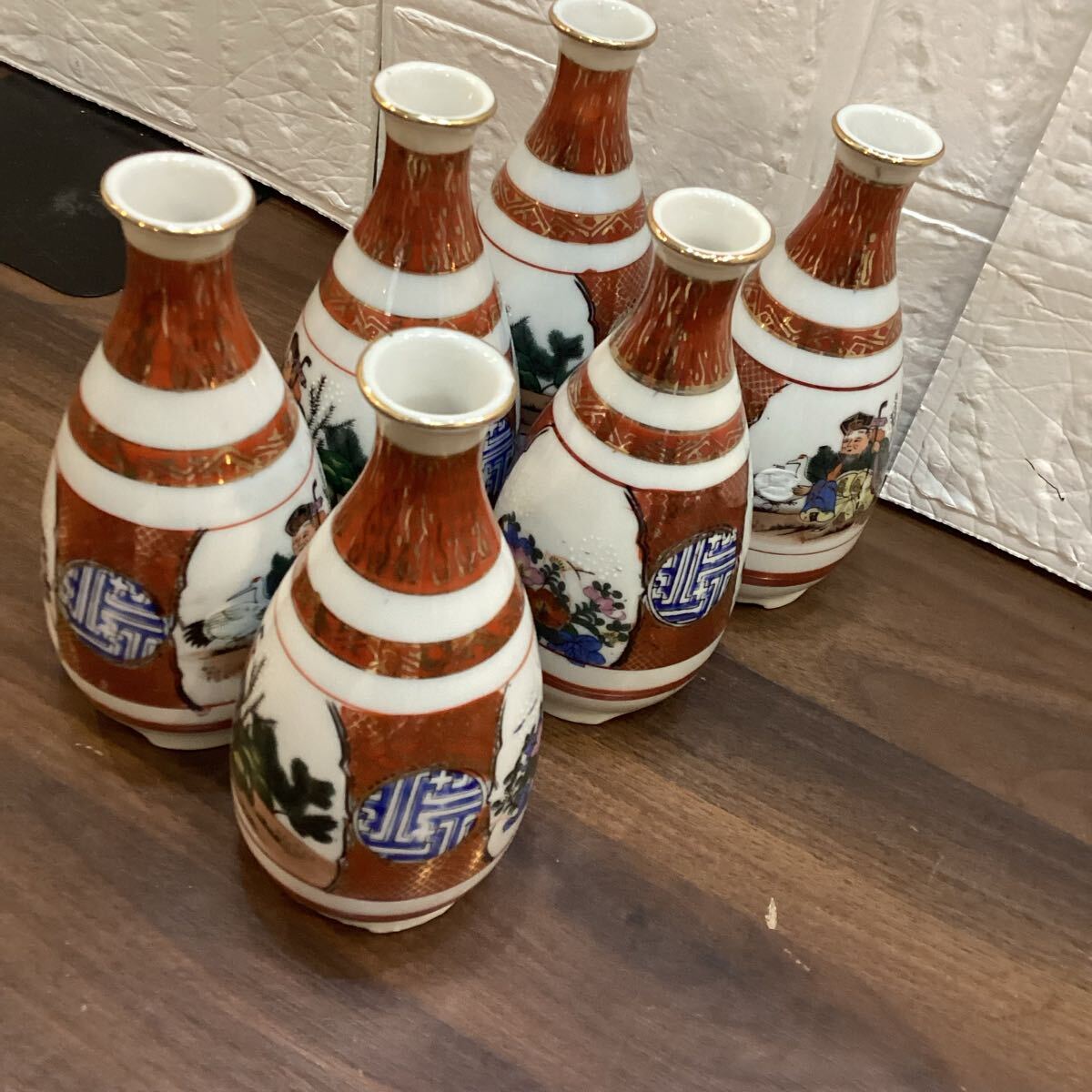 徳利6本 酒器 赤絵 アンティーク 昭和レトロ【11384（130）】（7）