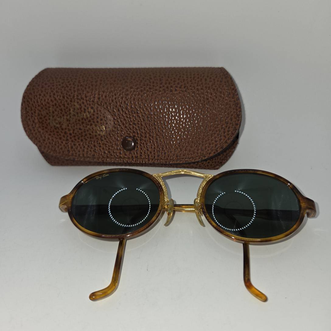 希少 B&L Ray-Ban W1746 Cheyenne Combo Oval 3 ボシュロム レイバン シャイアン コンボオーバル べっ甲調×ゴールド ケース付 B773