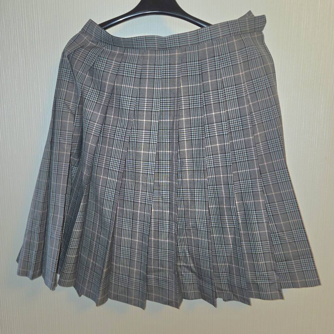 学校制服 スクールスカート プリーツ チェック柄 グレー ムサシノ商店　B778