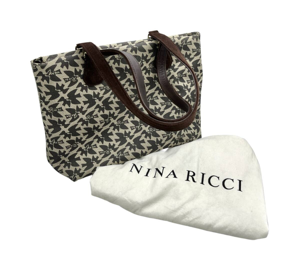 NINA RICCI ニナリッチ 総柄 トートバッグ 肩掛け ショルダーバッグ PVC×レザー