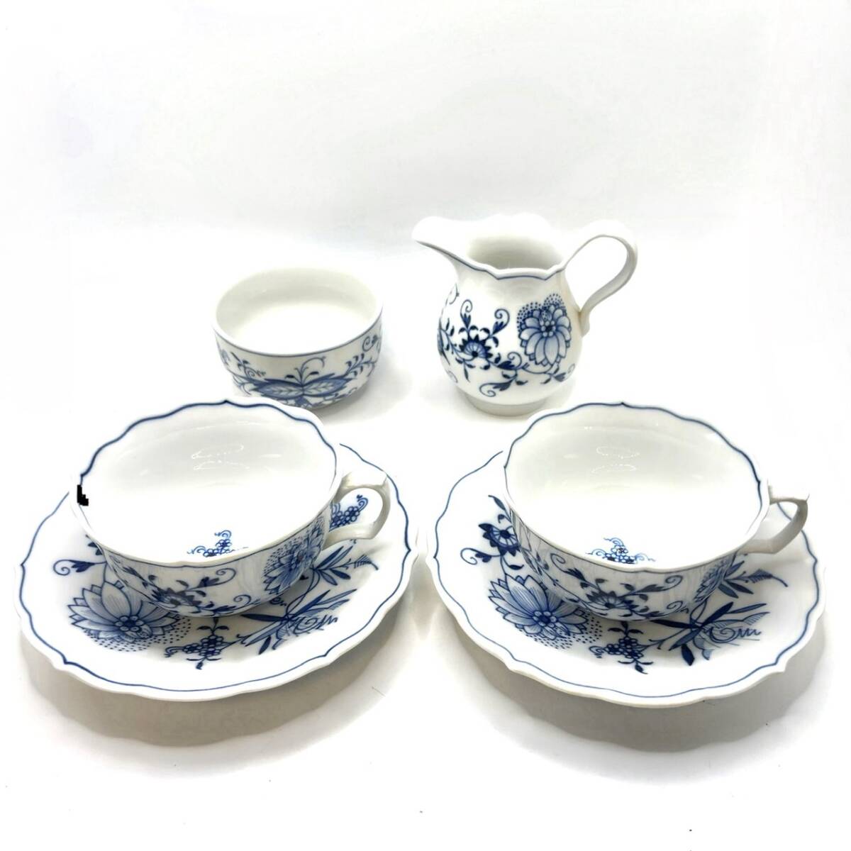 MEISSEN マイセン ブルーオニオン 食器 まとめ売り ティーカップ＆ソーサー 2客 クリーマー シュガーポット B547