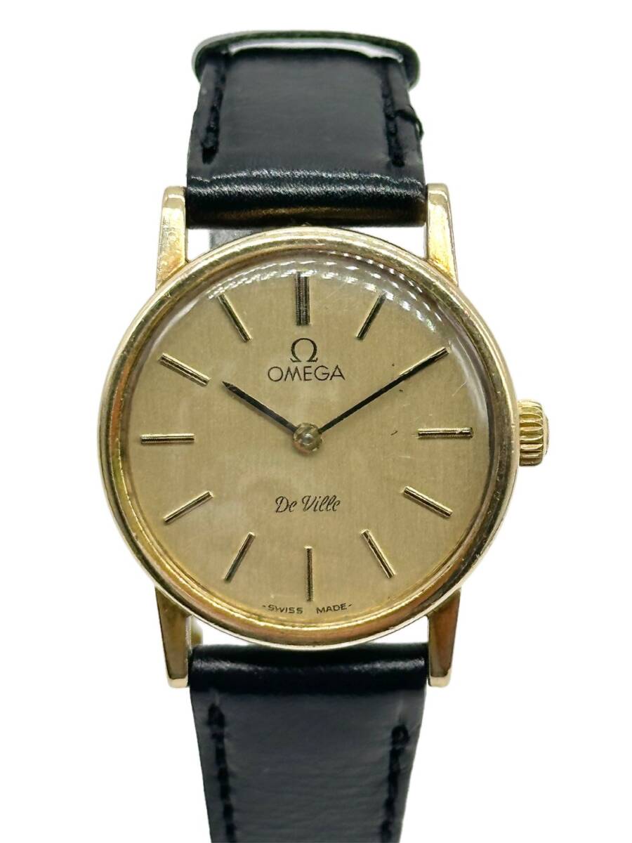 OMEGA オメガ デヴィル GP SS 社外革 シャンパン文字盤 クオーツ 稼動品 25mm