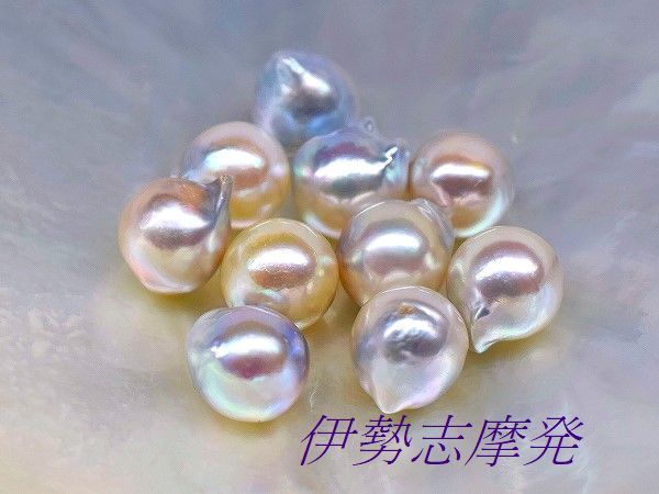 ◆伊勢志摩発◇ 越し物 極巻き！あこやナチュラル 7,8㎜-7㎜up 無穴10個set オリジナルアクセ作りに♪/72　