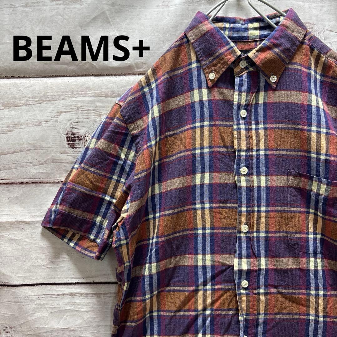 BEAMS+ マドラスチェック 半袖シャツ ボタンダウン S