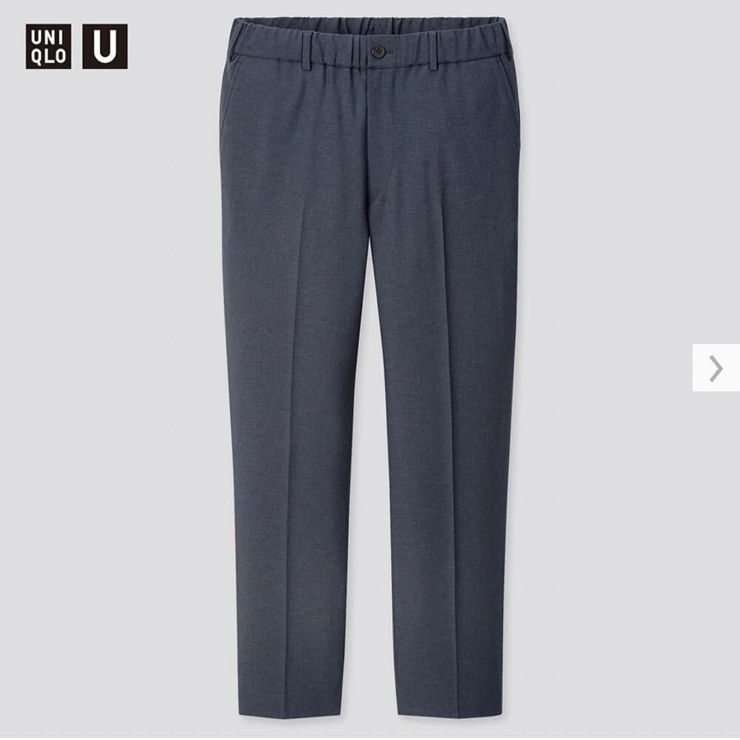 UNIQLO U ワイドフィットテーパードパンツ ネイビー L 人気 定番